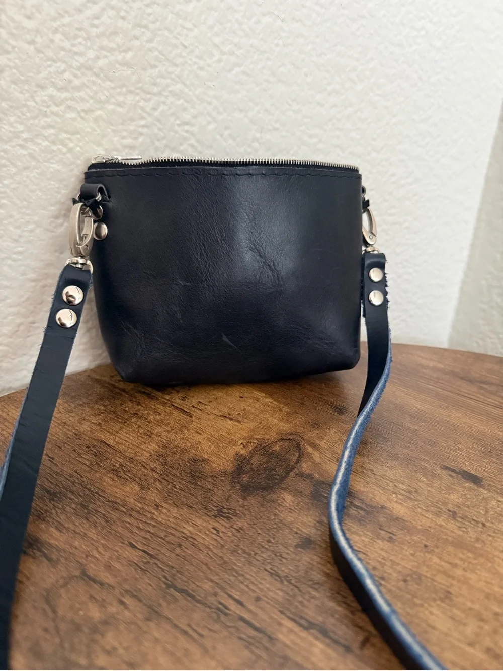 Mini Black Leather Crossbody - Unbranded
